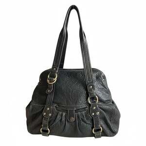 Cynthia Rowley Vintage Black lambskin boho Shoulder Bag with Brass